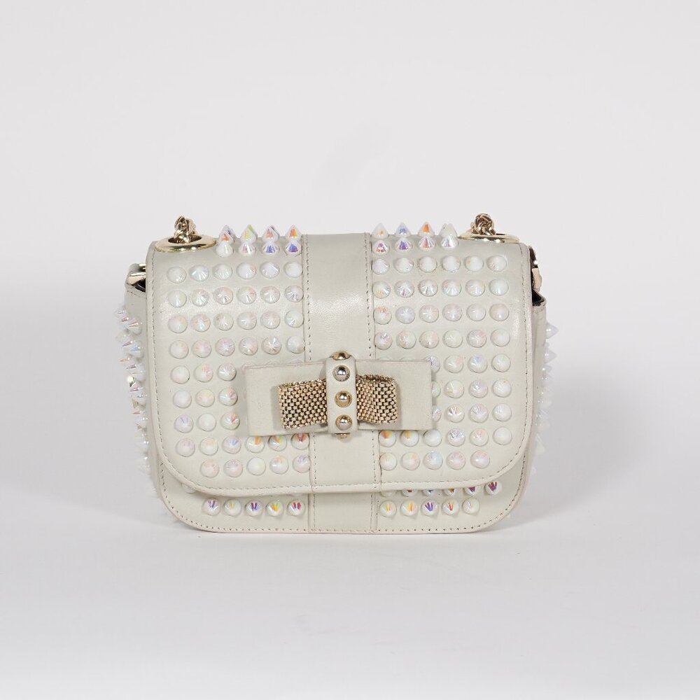 Christian Louboutin Studded Bow Neutral Leather Mini Crossbody Bag
